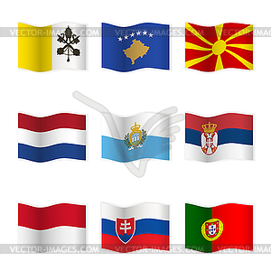 Waving flags of different countries  - vector image