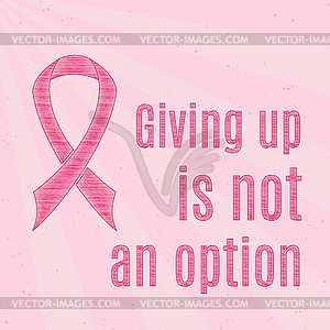 Breast cancer background with inspirational quotes - royalty-free vector clipart