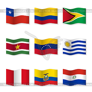 Размахивая флагами разных стран 11 - векторное изображение клипарта
