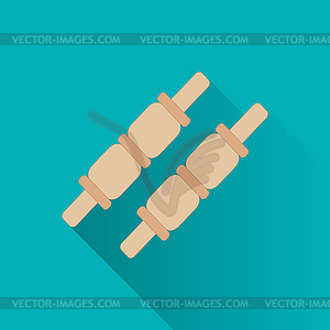 Cricket game flat icon - vector clip art