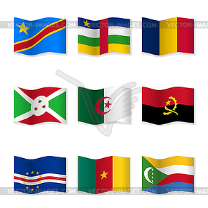 Waving flags of different countries - vector clip art