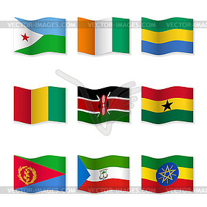 Waving flags of different countries - vector clipart