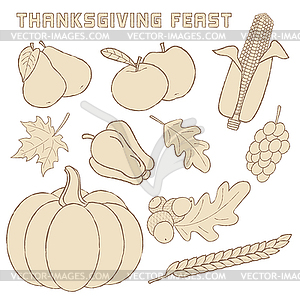 Template with Thanksgiving elements - vector image