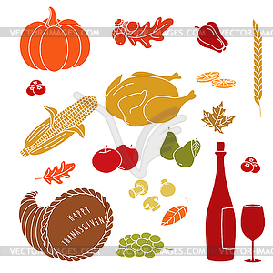 Thanksgiving colorful elements - vector image