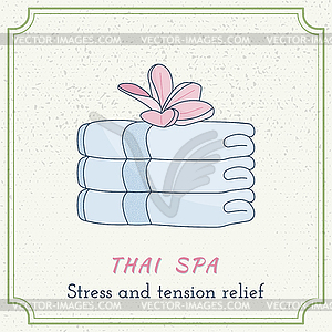 Тайский массаж и спа-элементы дизайна - векторный клипарт Royalty-Free