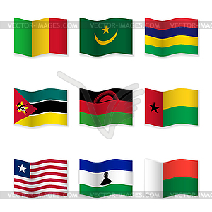 Waving flags of different countries - vector image