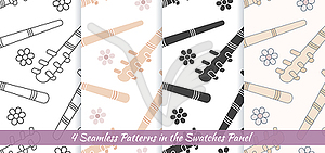 Seamless patterns with Thai massage, spa elements - vector image
