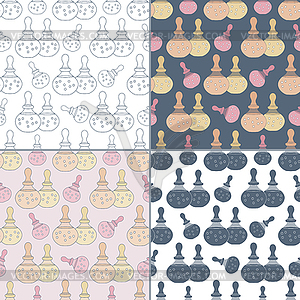 Seamless patterns with Thai massage, spa elements - vector clipart / vector image