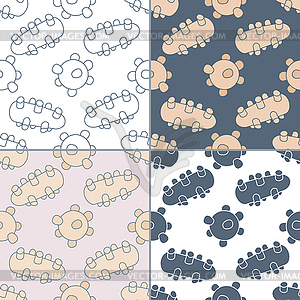 Seamless patterns with Thai massage, spa elements - vector image