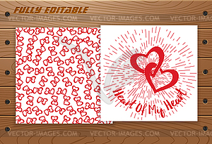 Valentines Day card on wooden table - vector image