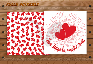 Valentines Day card on wooden table - vector clipart