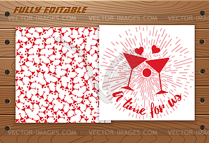 Valentines Day card on wooden table - vector image