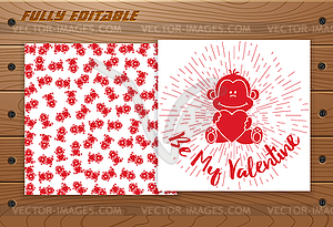 Valentines Day card on wooden table - vector image