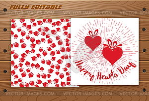 Valentines Day card on wooden table - vector clipart