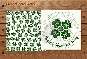 Saint Patricks Day card on wooden table - vector clipart