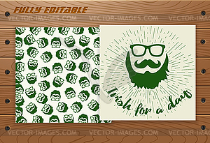 Saint Patricks Day card on wooden table - vector clipart