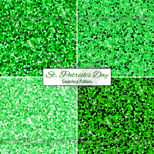 Set of green glitter seamless patterns - vector clipart