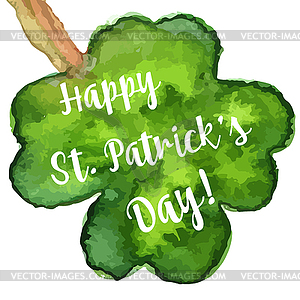 Elegant watercolor St. Patrick Day greeting card - vector clip art