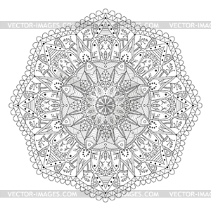 Complex detailed black Mandala - vector clip art