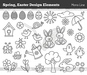 Set of Easter design elements - vector clipart