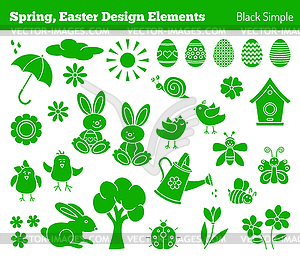 Set of Easter design elements - vector clip art