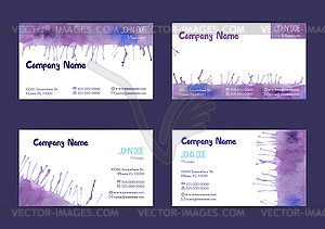 Set of watercolor business cards - vector image