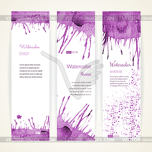 Set of watercolor banners - vector image