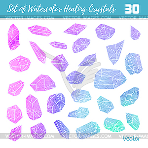 Watercolor, gemstones, healing crystals - vector image