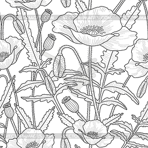 Elegant floral seamless pattern with poppy flowers - vector image