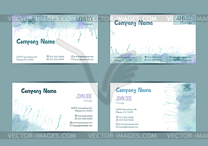 Set of watercolor business cards - vector clipart