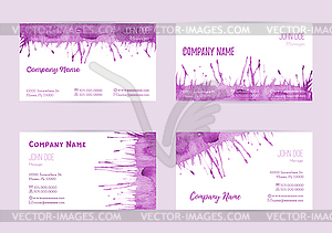 Set of watercolor business cards - vector clip art