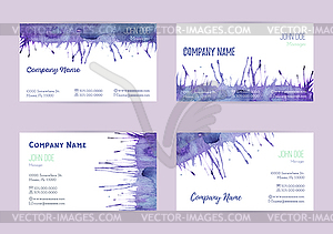 Set of watercolor business cards - vector clipart