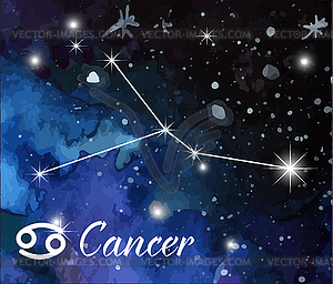 Zodiac sign on watercolor abstract galaxy texture - royalty-free vector clipart