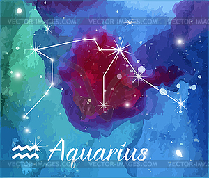 Zodiac sign on watercolor abstract galaxy texture - vector image