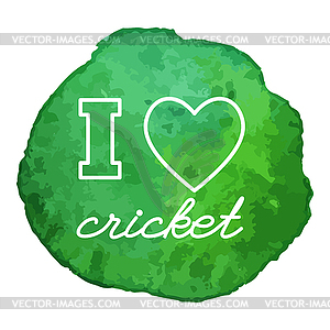 Cricket game icon on watercolor blot - vector clipart