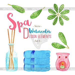 Watercolor Spa design elements - vector image