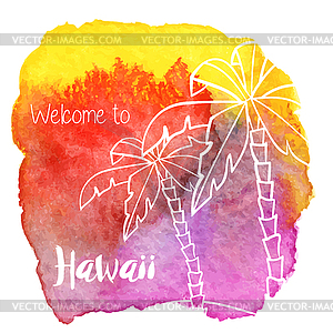 Watercolor Hawaiian, tropical graphic design - vector EPS clipart