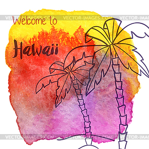 Watercolor Hawaiian, tropical graphic design - vector clipart