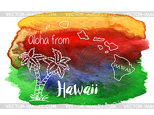 Watercolor Hawaiian, tropical graphic design - vector clipart