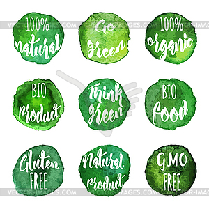 Natural organic badges and labels - color vector clipart