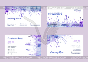 Set of watercolor business cards - vector clipart