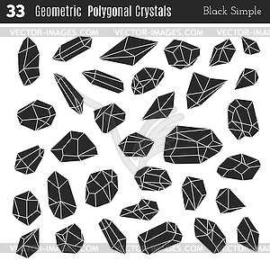 Geometric polygonal crystals - vector clipart