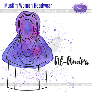 Muslim, Islamic female headgear - color vector clipart