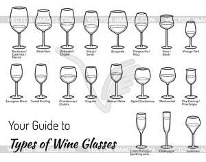 Set of wine glasses  - vector clipart / vector image