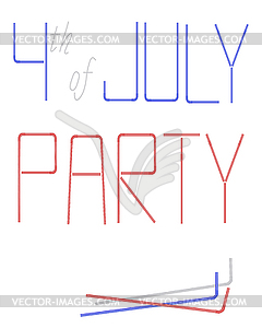 Cocktail straw text for 4th of July, American - vector clipart