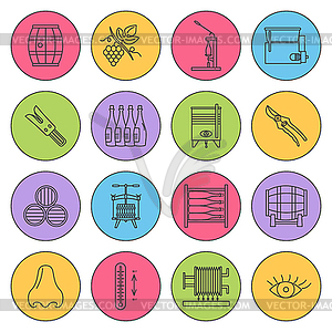 Set of winemaking, wine tasting icons - vector image