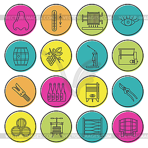 Set of winemaking, wine tasting icons - vector image