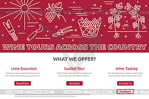 Website landing page template for wine industry - vector image