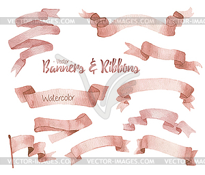 Акварельные ленты и баннеры - изображение в векторном формате