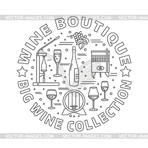 Winemaking, wine tasting graphic design concept - vector clip art